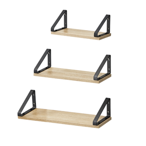 Półki ścienne ABBY z konsolą, 3 szt., 30/35/40x12cm, czarna/jasnobrązowy