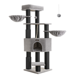 Drapak dla kota ONYX, 50x50x160cm, szary/czarny