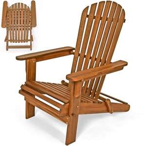 Leżak ogrodowy ADIRONDACK, składany, 69x84x94cm, naturalny brąz  
