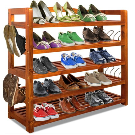 Regał na buty RUSTIC, 5 półek, 75x26x82cm, naturalna brązowa  