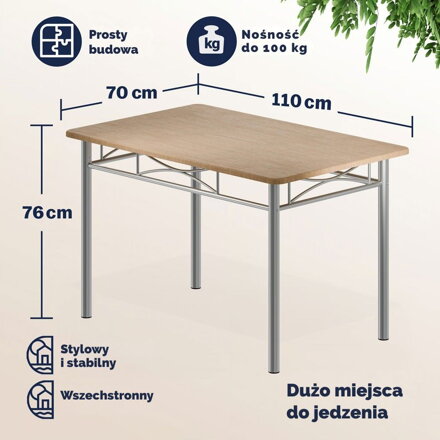 Zestaw jadalniany PAUL, 5 części, naturalny brąz