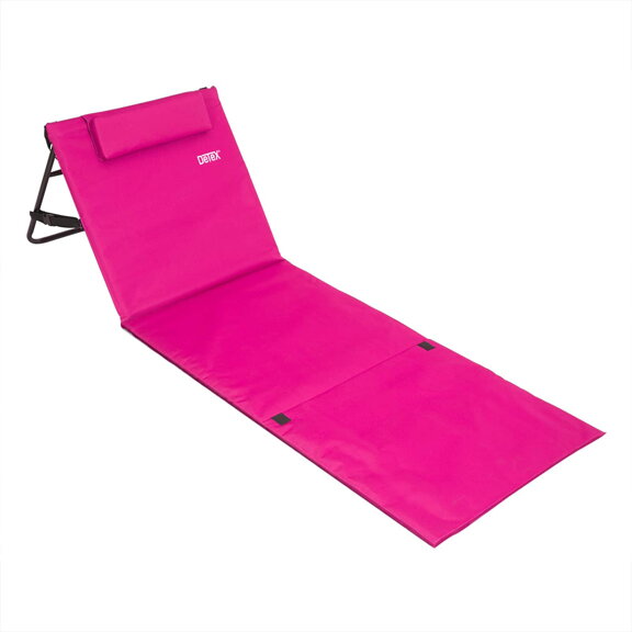 Mata plażowa z oparciem i poduszką 158 x 56 cm różowa