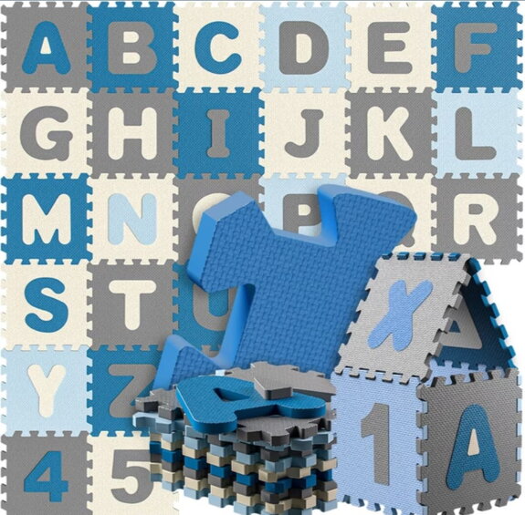 Mata do układania puzzli, 86-częściowa – niebieska