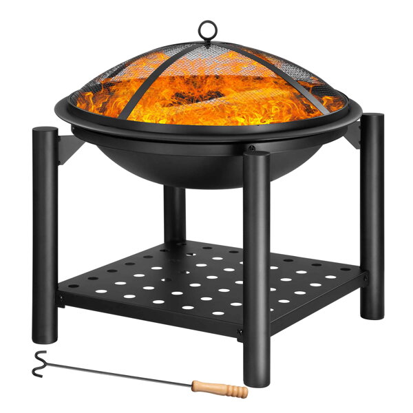 Palenisko z miejscem na drewno FIRE, Ø55cm, czarna