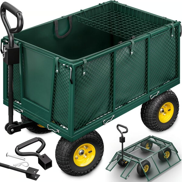Wózek transportowy HECTOR, maks. 550 kg, 110x75x52 cm, zielony