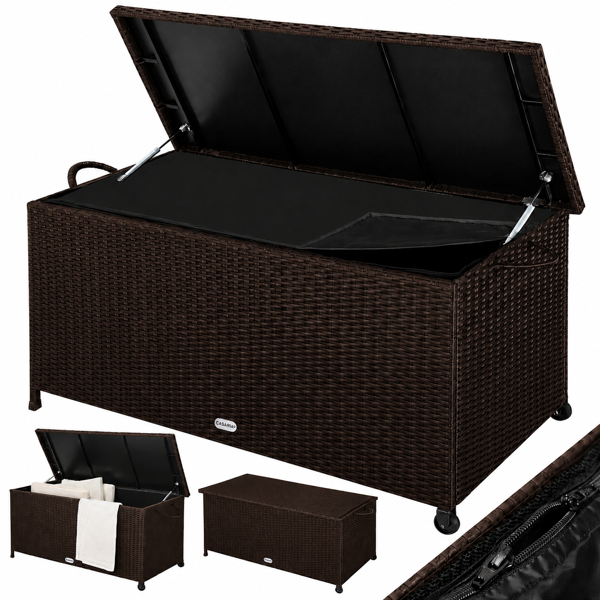 Polirattanowy pojemnik na schowek RICCO, 270L, 117x53x60cm, ciemnobrązowy