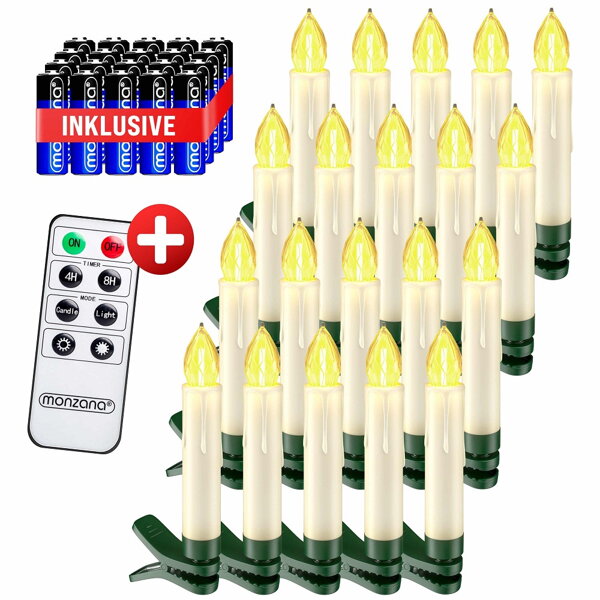 Świece na choinkę CANDLE, 20 sztuk, 10,5cm, ciepła biała  