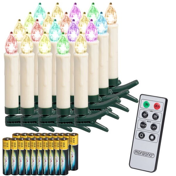 Świece na choinkę CANDLE, 20 sztuk, 10,5cm, wielokolorowa  