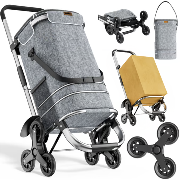 Torba na zakupy na kółkach do schodów COMFORT, 50l, szara