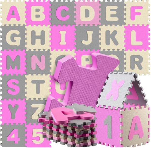 Mata do układania puzzli, 86-częściowa – różowa