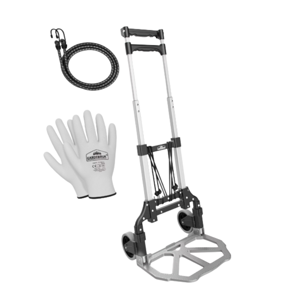 Wózek transportowy TROY z regulowaną wysokością, max. 80 kg, srebrny/czarny