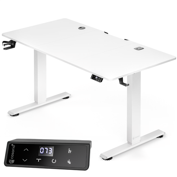 Regulowane biurko biurowe FLEXI, 140x60x72–117cm, białe