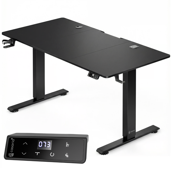 Regulowane biurko biurowe FLEXI, 160x75x72–117cm, czarne