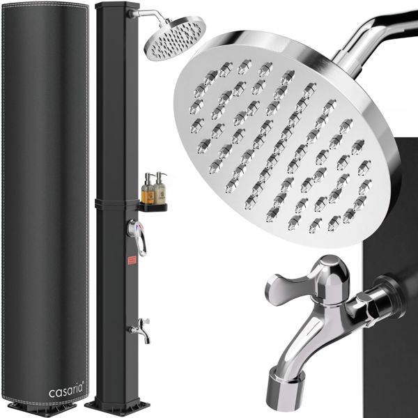 Prysznic solarny z pokrywą HAVANA, 35 l, czarny