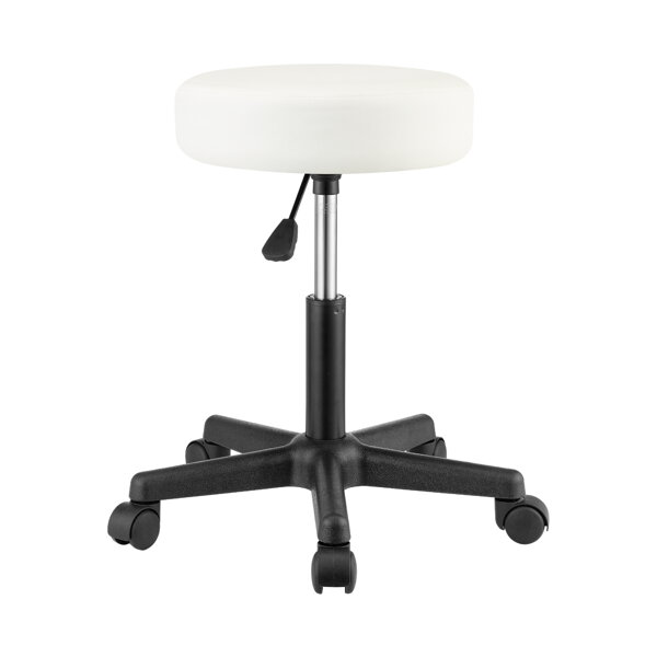 Taboretka na kółkach BONY, Ø35cm, biała