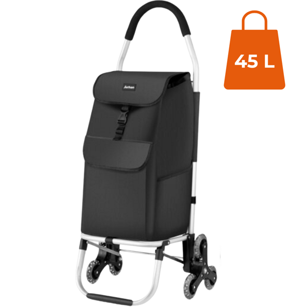 Torba na zakupy Shopper na kółkach do schodów 45L, 101x45x39, kolor czarny