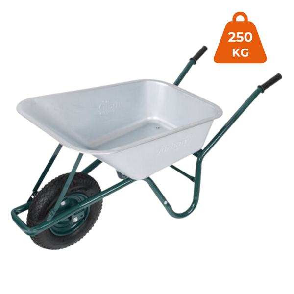 Ocynkowana taczka GREEN BARRY, max. pojemność 100l/250kg, srebrna/czarna