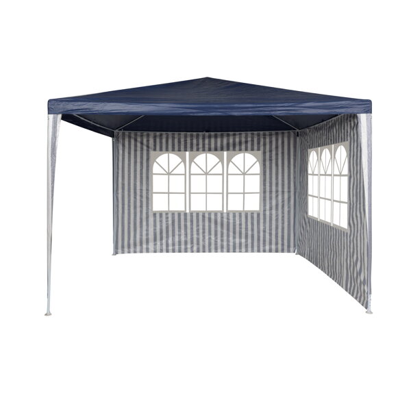 Namiot imprezowy/pawilon RAFAEL 3 x 3 m biało-niebieski, w paski - zawiera 2 ściany boczne