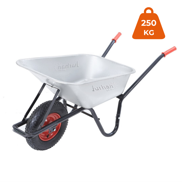 Ocynkowana taczka BARRY, max. pojemność 100l/250kg, srebrna/czarna