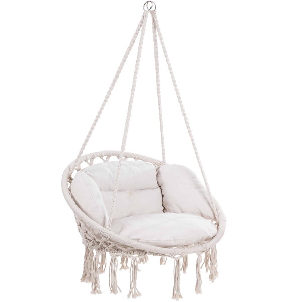 Wiszące krzesło BOHO z poduszkami, Ø61cm, beżowa  