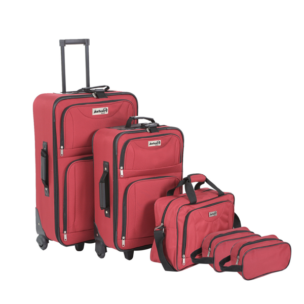 Zestaw walizek TRAVEL, 5-częściowy, czerwony