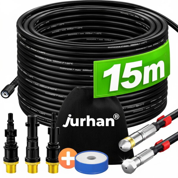 Zestaw do czyszczenia rur Premium, 15m, czarna  