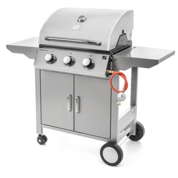Grill gazowy OKLAHOMA BBQ, 4 palniki, z reduktorem, srebrny
