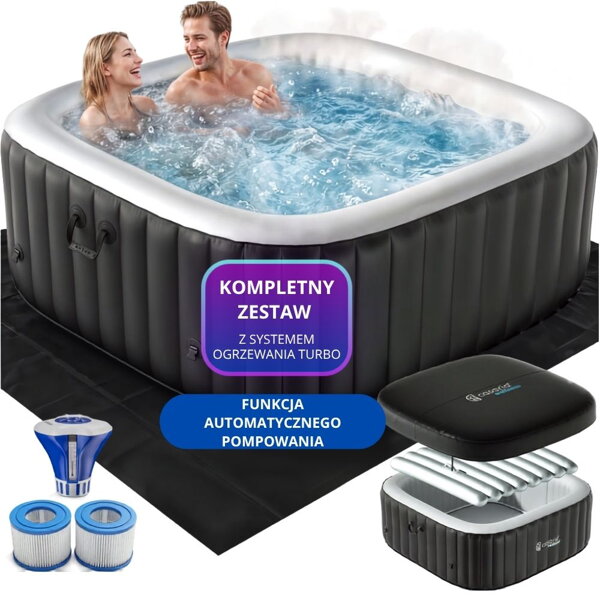 Nadmuchiwane jacuzzi OASIS dla 6 osób, kwadratowe, czarne