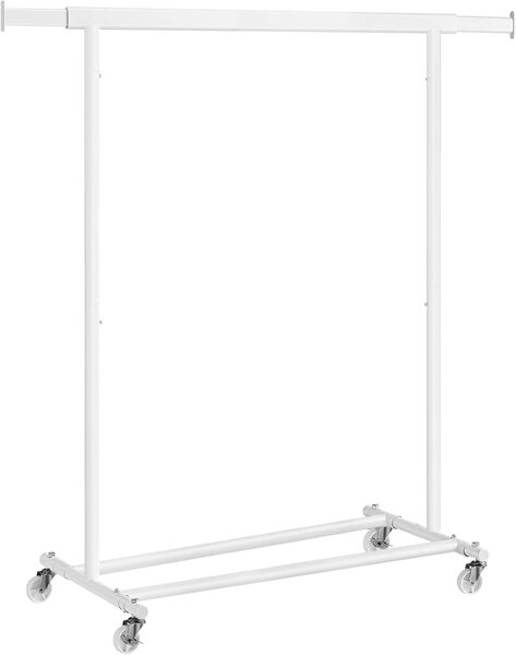 Stojak na ubrania INEZ na kółkach, maks. 90kg, 83,5x45x160cm, biały