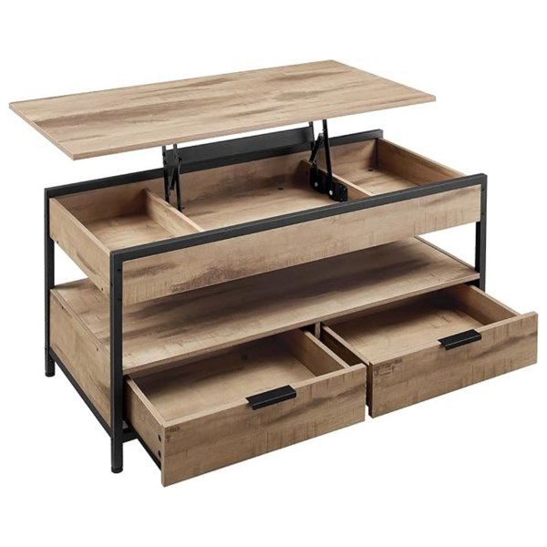 Regulowany stół konferencyjny GASPAR, 50x100x(48-63)cm, camel brąz/czarna  