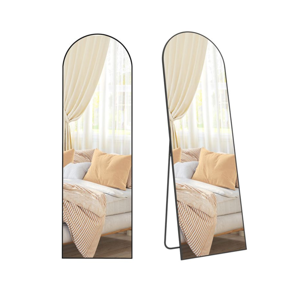 Zaokrąglone lustro UMBRA, 160x50 cm, czarne