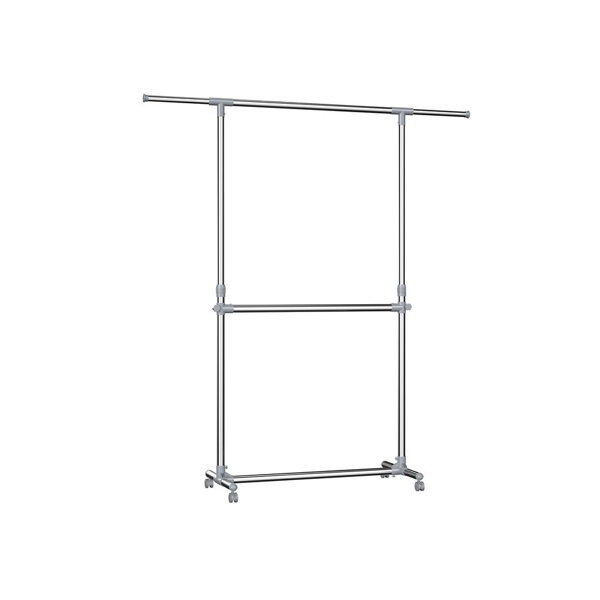Stojak na ubrania dwupoziomowy JASON, 93x49x113-198cm, srebrna  