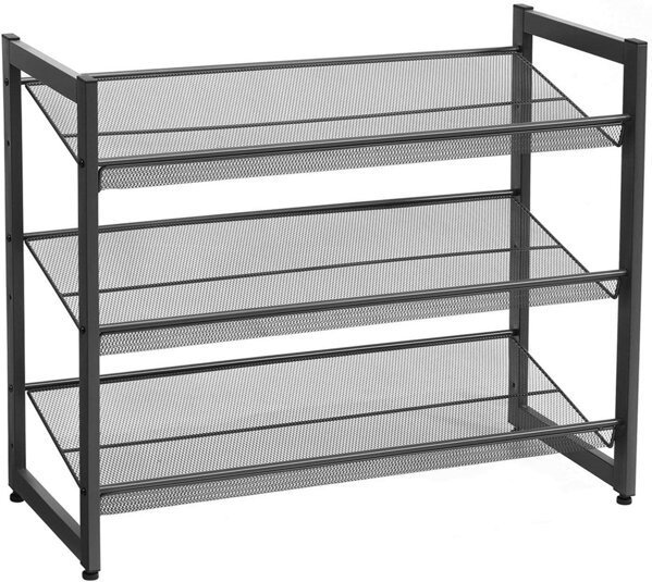 Półka na buty sztaplowana, 3-poziomowa, czarna