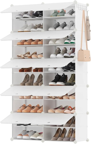 Organizer na buty KIMBERLY, 10 boksów, biały/przezroczysty