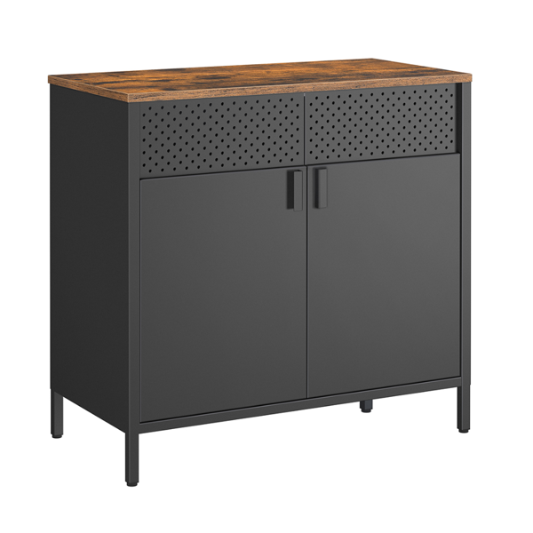 Metalowa szafka BRIX, 76x80x40cm, czarny/brązowy
