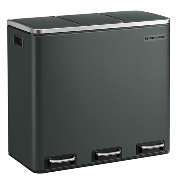 Kosz do segregacji odpadów SORT 54 l (3×18 l), antracyt/srebrny