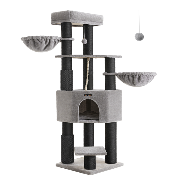 Drapak dla kota ONYX, 50x50x160cm, szary/czarny