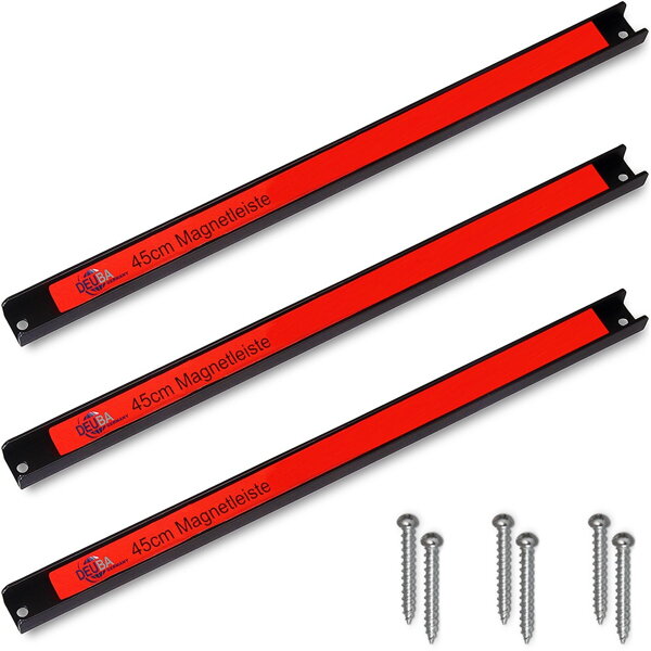 Magnetyczna listwa HOLDER, 3 szt., 45cm, czerwona/czarna